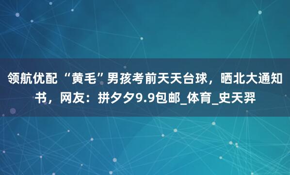 领航优配 “黄毛”男孩考前天天台球，晒北大通知书，网友：拼夕夕9.9包邮_体育_史天羿