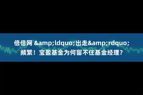 倍倍网 &ldquo;出走&rdquo;频繁！宝盈基金为何留不住基金经理？