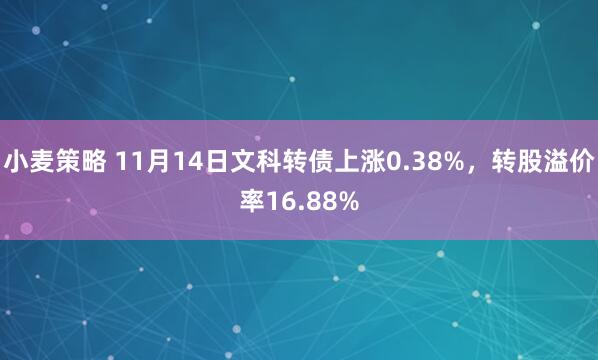 小麦策略 11月14日文科转债上涨0.38%,转股溢价率16.88%